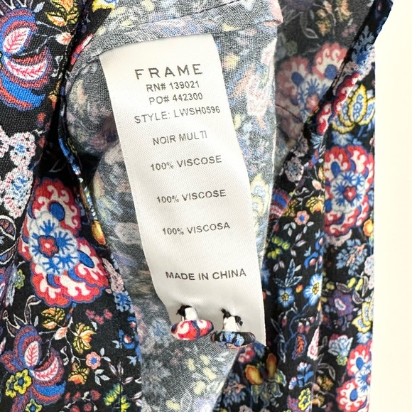 FRAME Open Scarf V-Neck Long-Sleeve Floral-Print Blouse - Picture 13 of 14